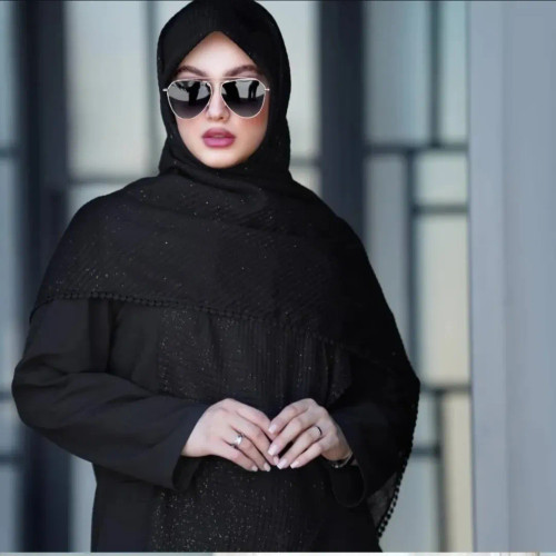 روسری پلیسه شاین دار نخ دور عدسی